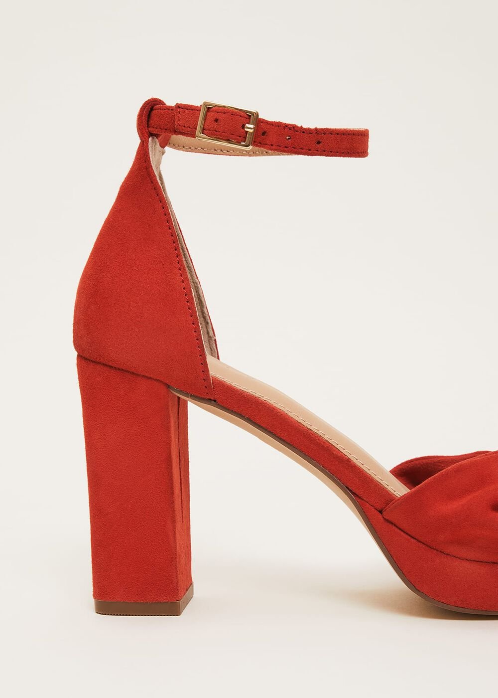 Red Suede Open Toe Heels Red