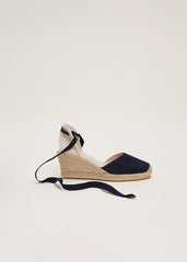 Suede Ankle Tie Espadrille Shoe Navy