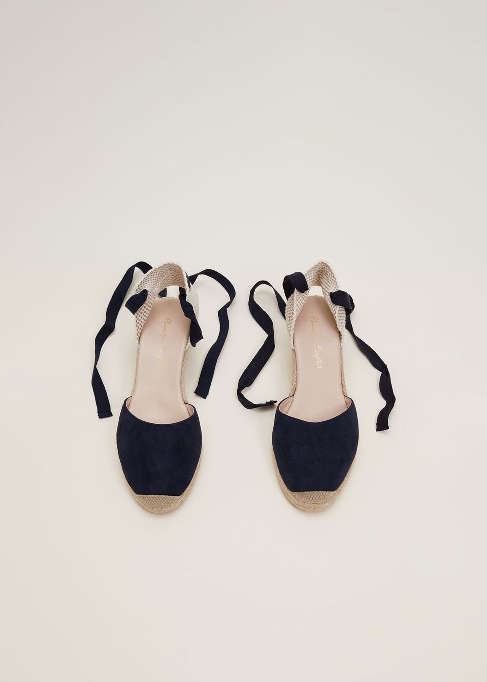Suede Ankle Tie Espadrille Shoe Navy