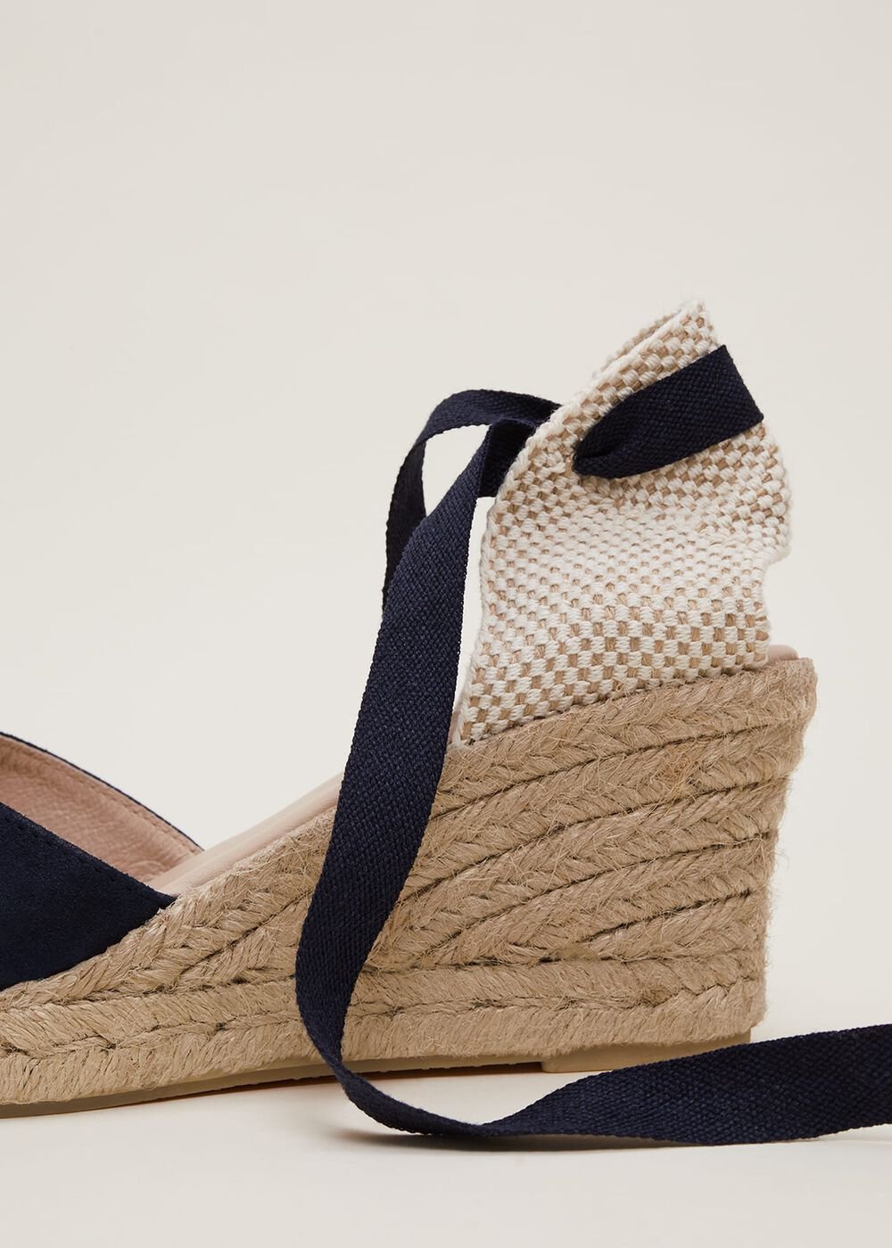 Suede Ankle Tie Espadrille Shoe Navy
