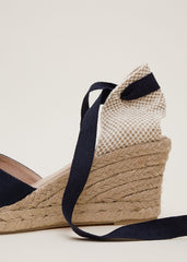 Suede Ankle Tie Espadrille Shoe Navy