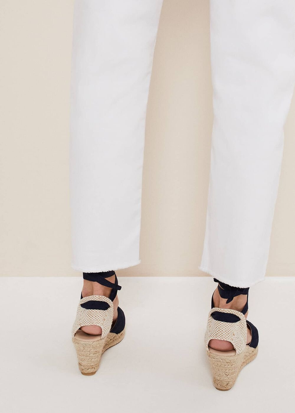 Suede Ankle Tie Espadrille Shoe Navy