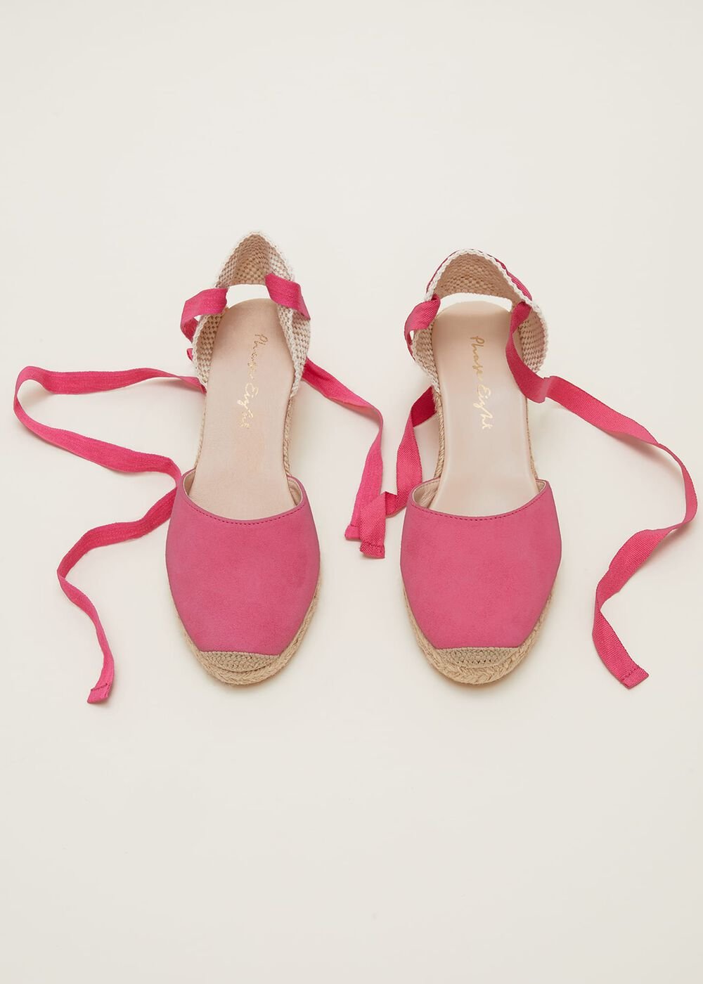 Suede Ankle Tie Espadrille Shoe Bright Pink