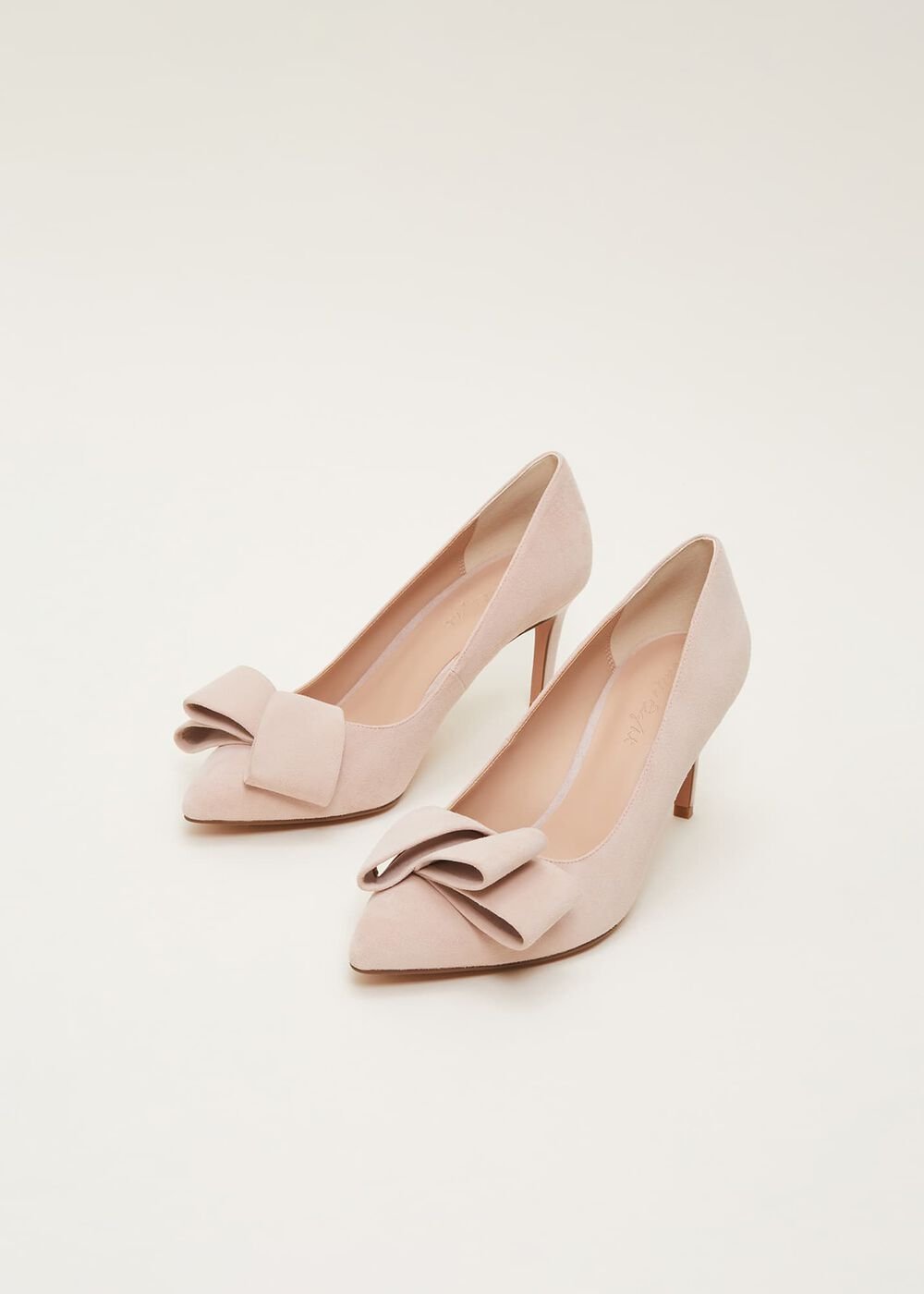 Suede Bow Front Court Shoes Cameo