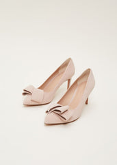 Suede Bow Front Court Shoes Cameo