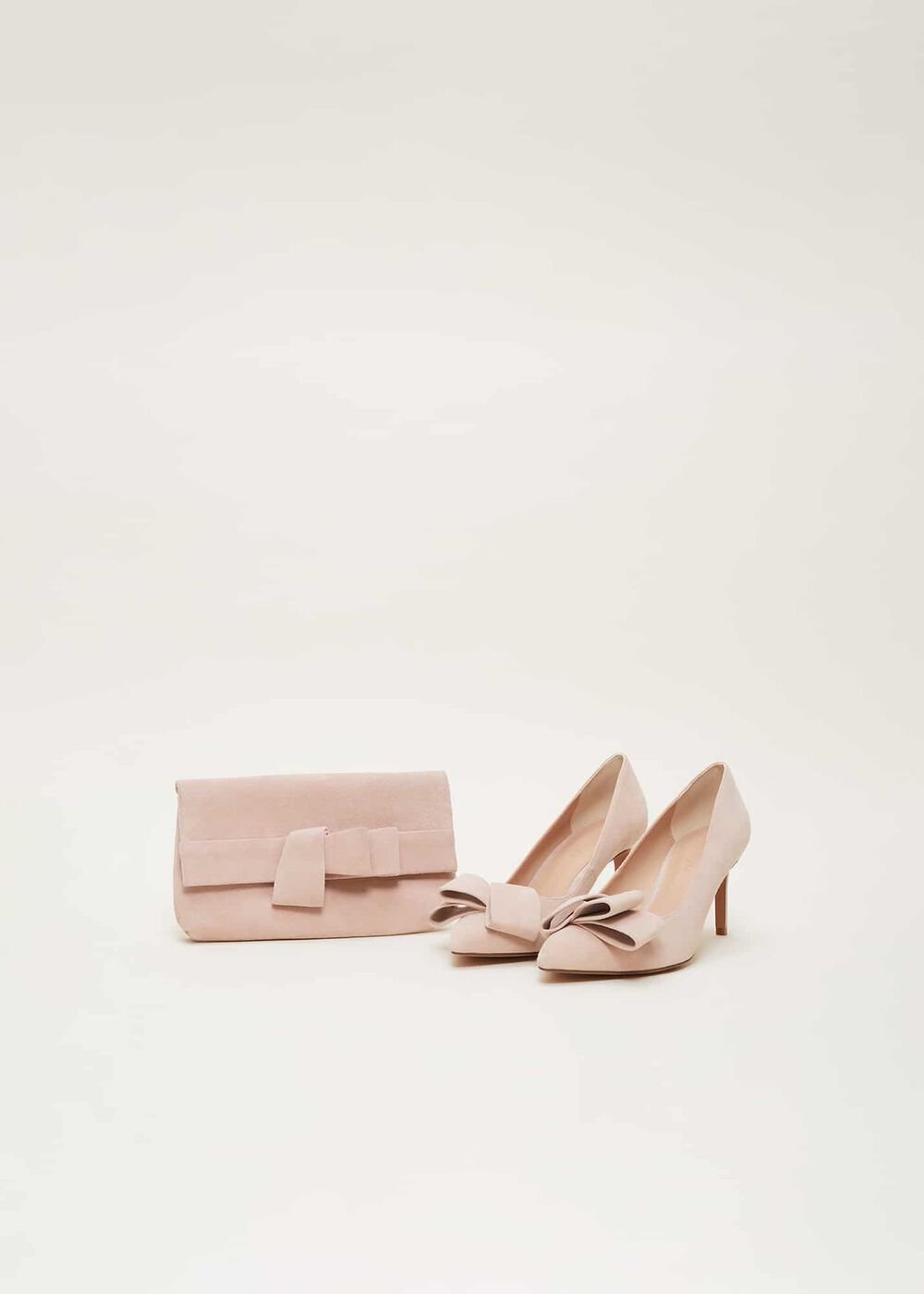 Suede Bow Front Court Shoes Cameo
