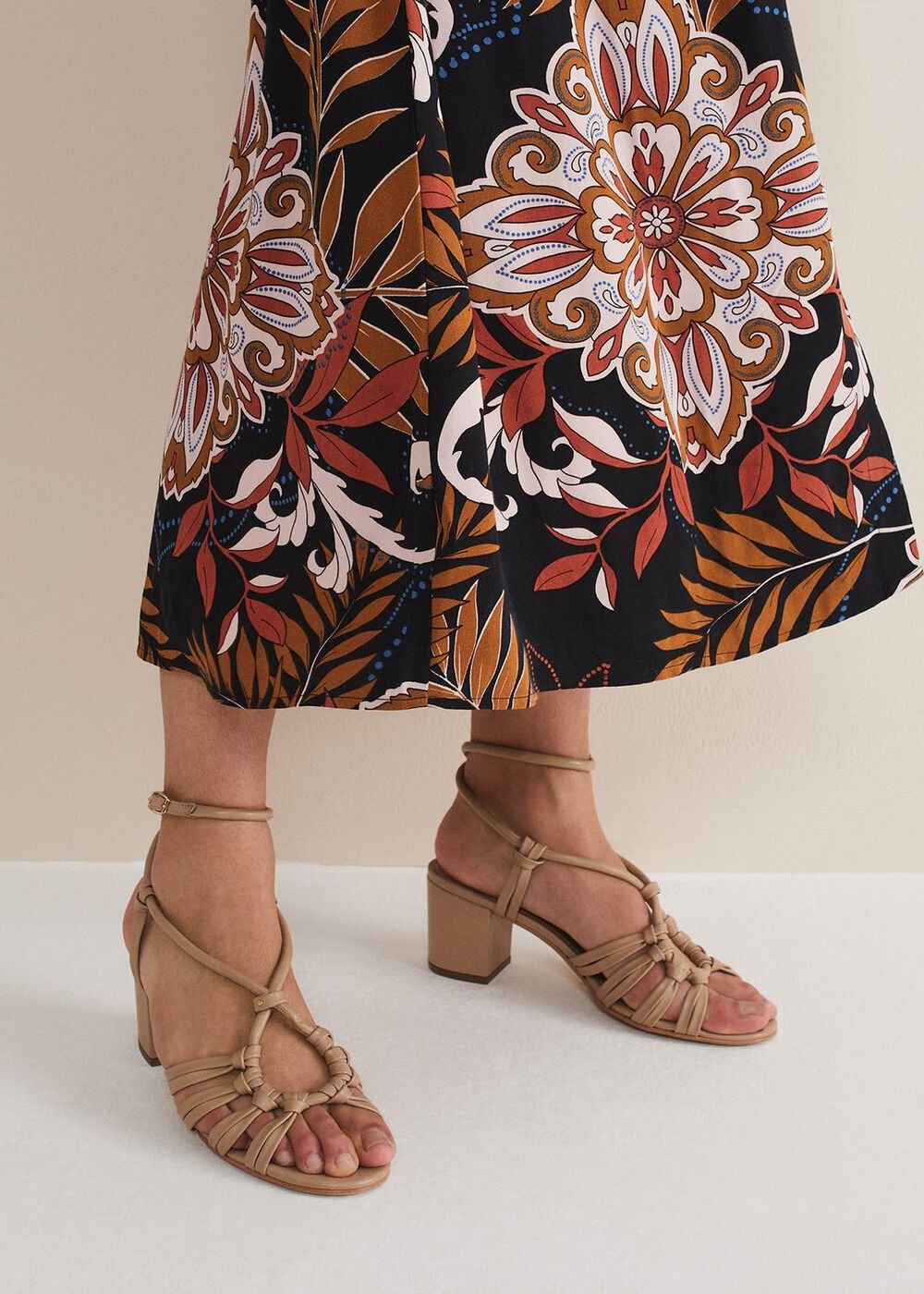 Leather Ankle Strap Sandal Shoe Tan