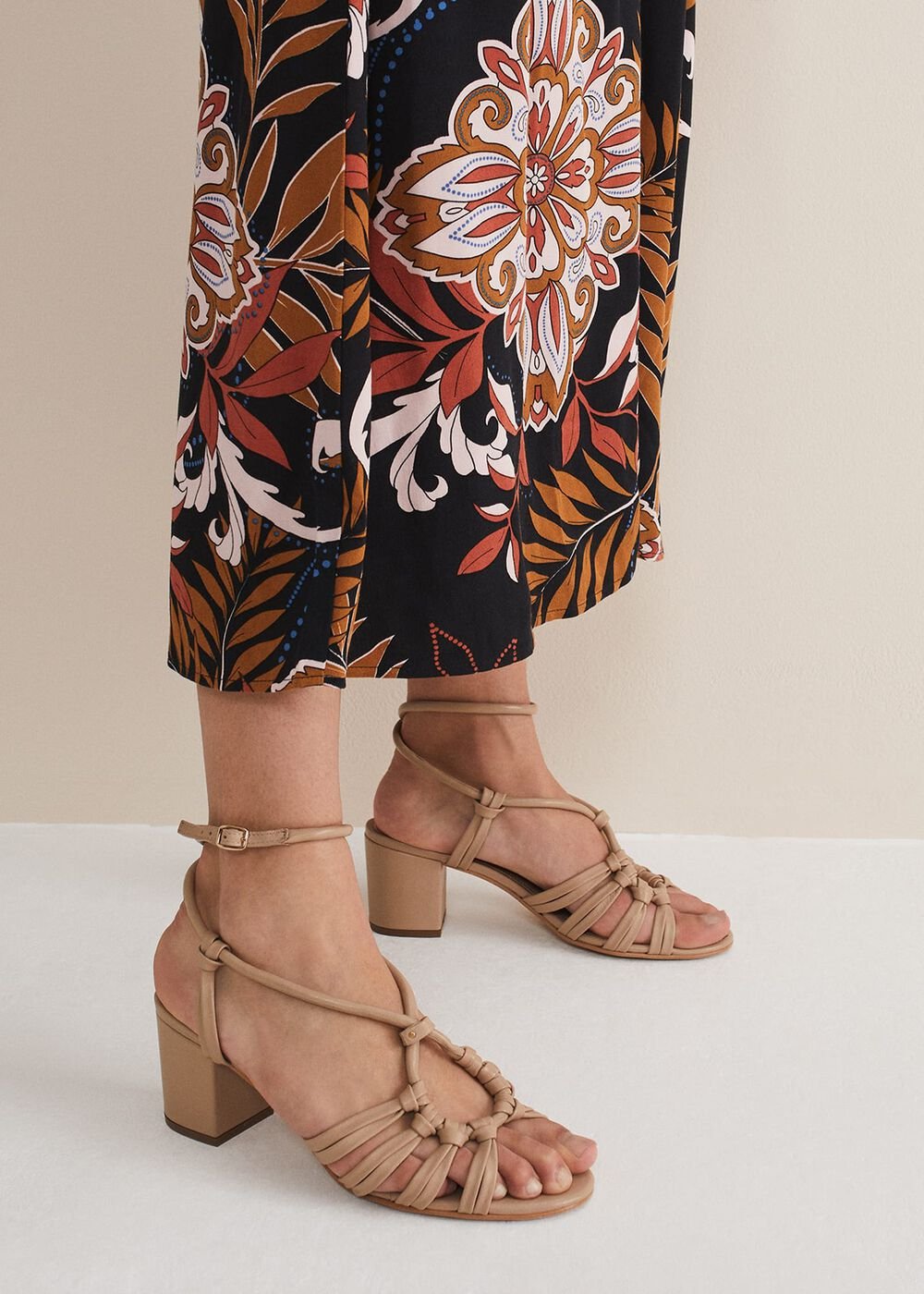 Leather Ankle Strap Sandal Shoe Tan