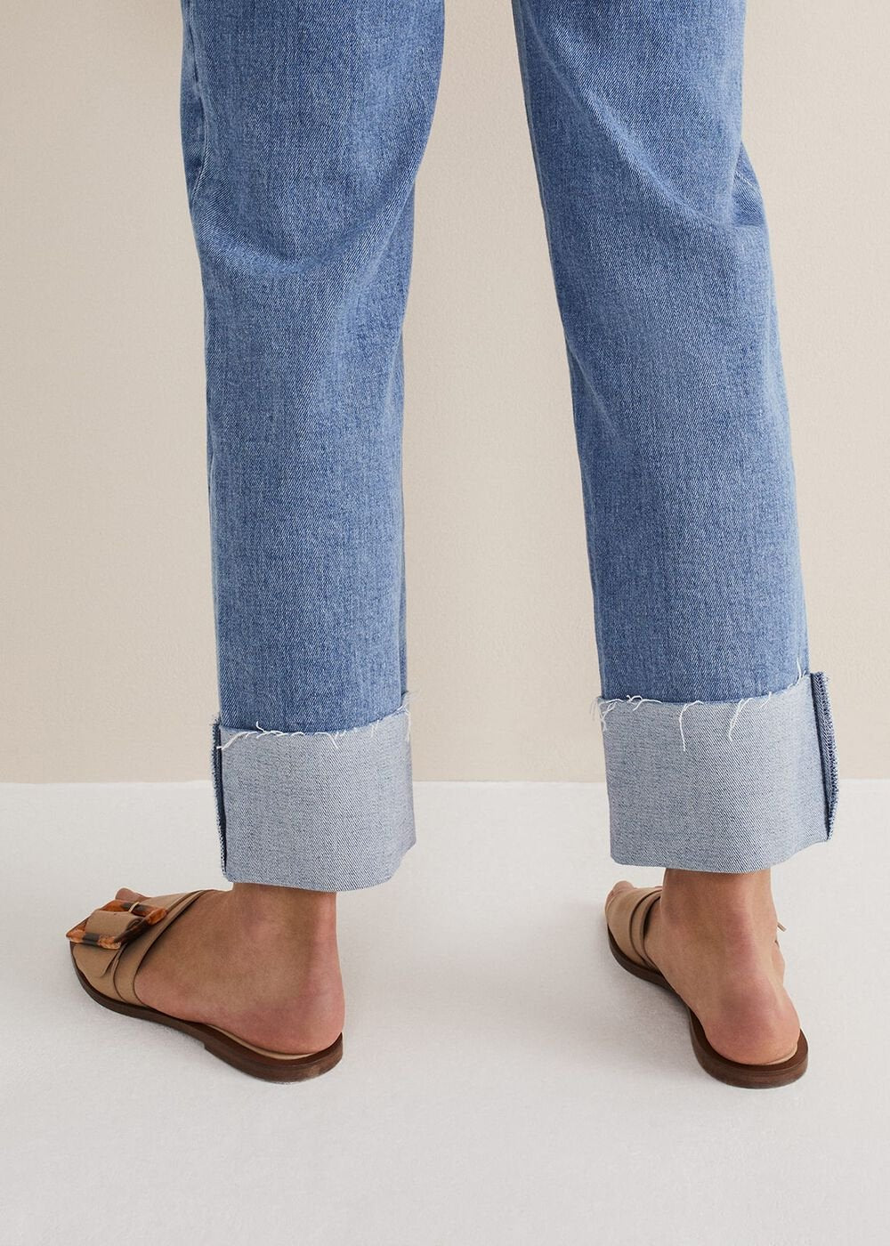 Leather Buckle Flat Sandals Neutral