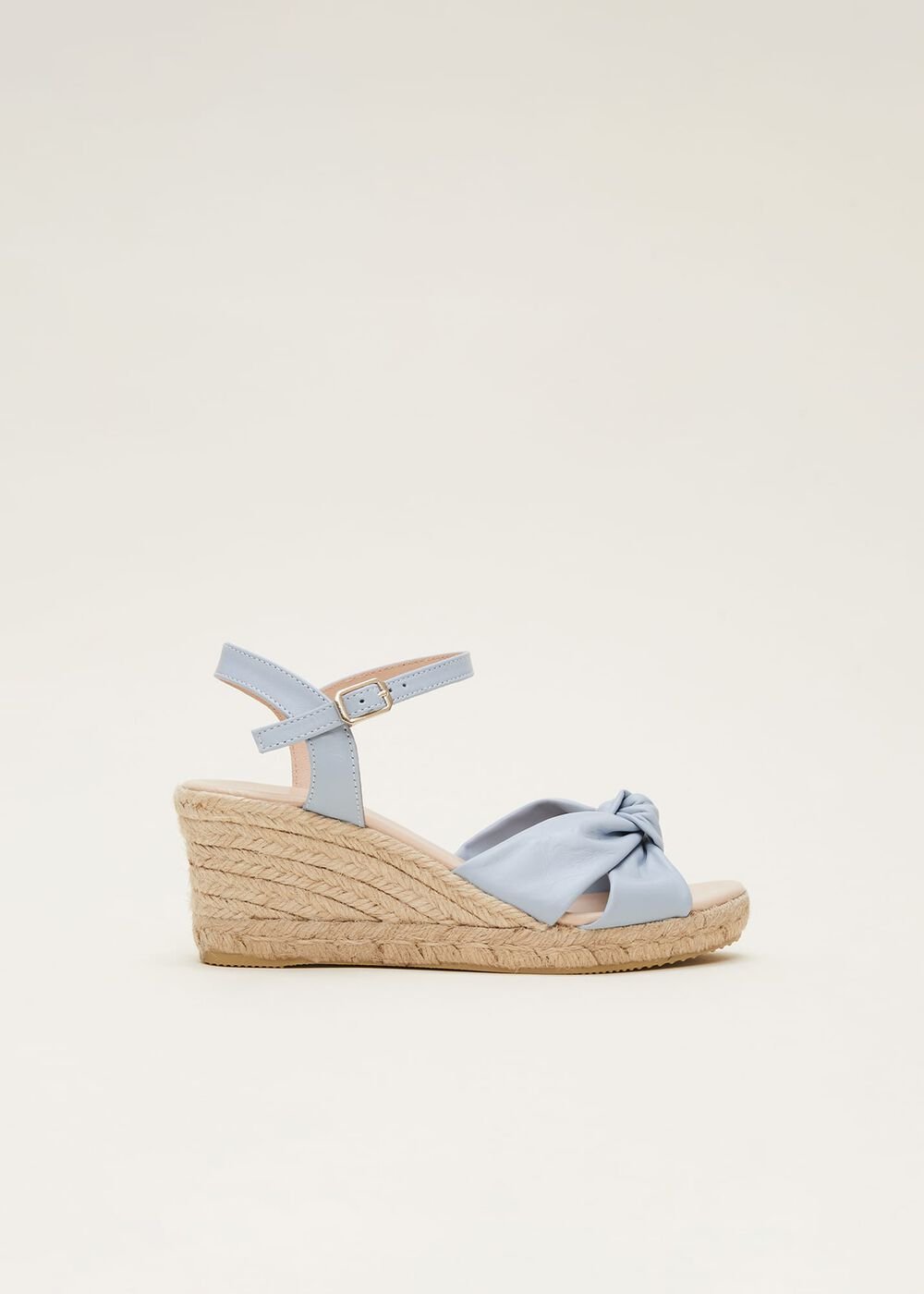 Leather Knot Front Espadrilles Cornflower