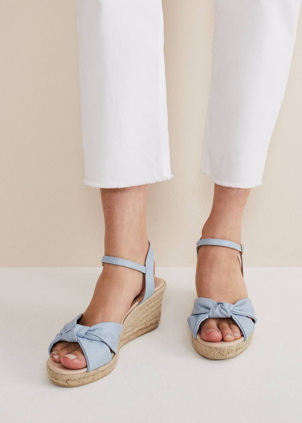 Leather Knot Front Espadrilles Cornflower