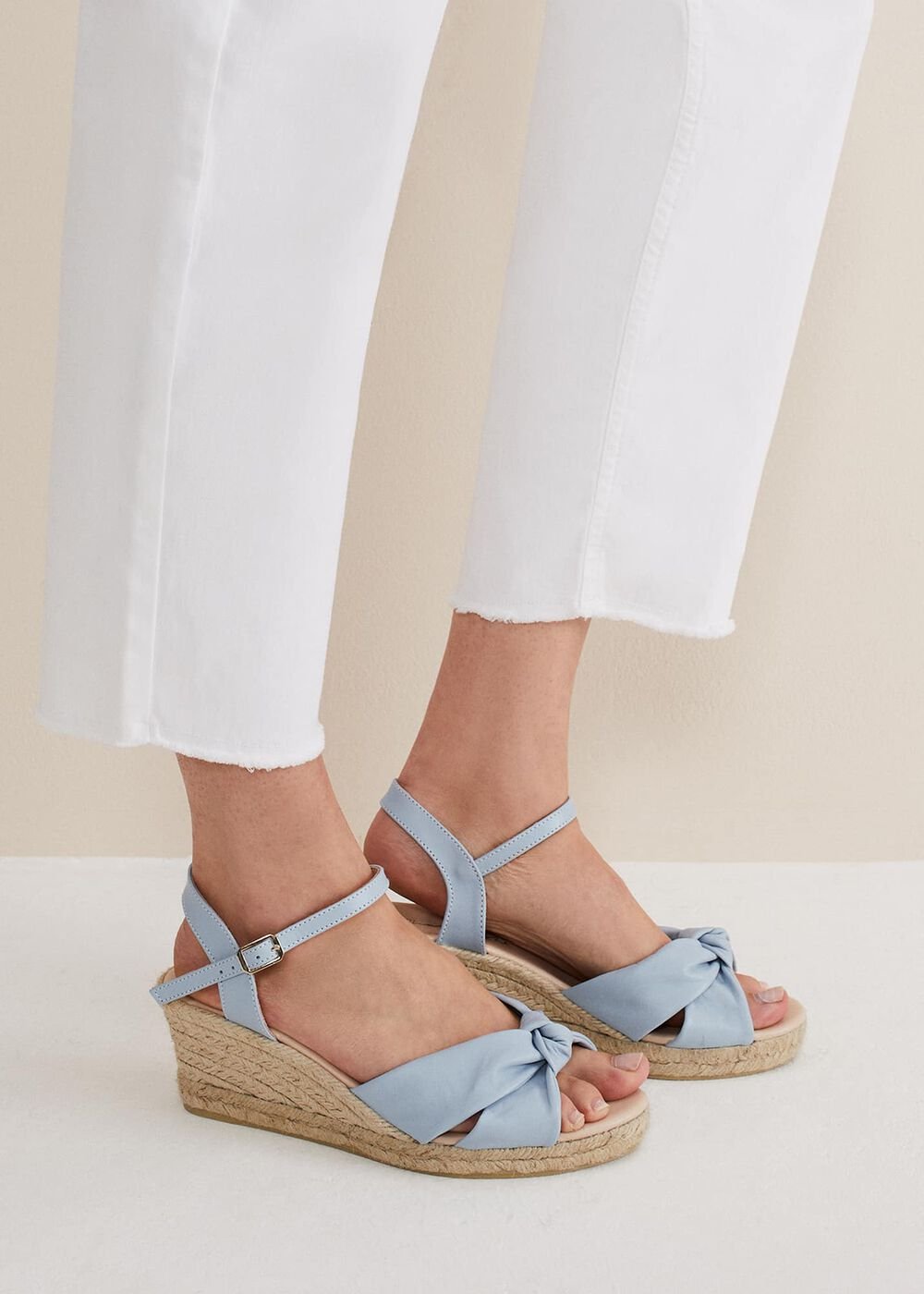 Leather Knot Front Espadrilles Cornflower