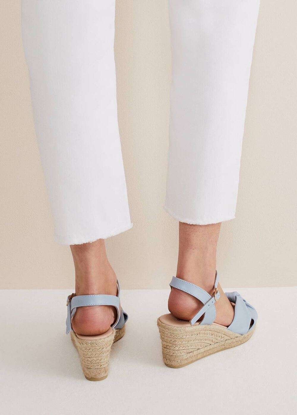 Leather Knot Front Espadrilles Cornflower