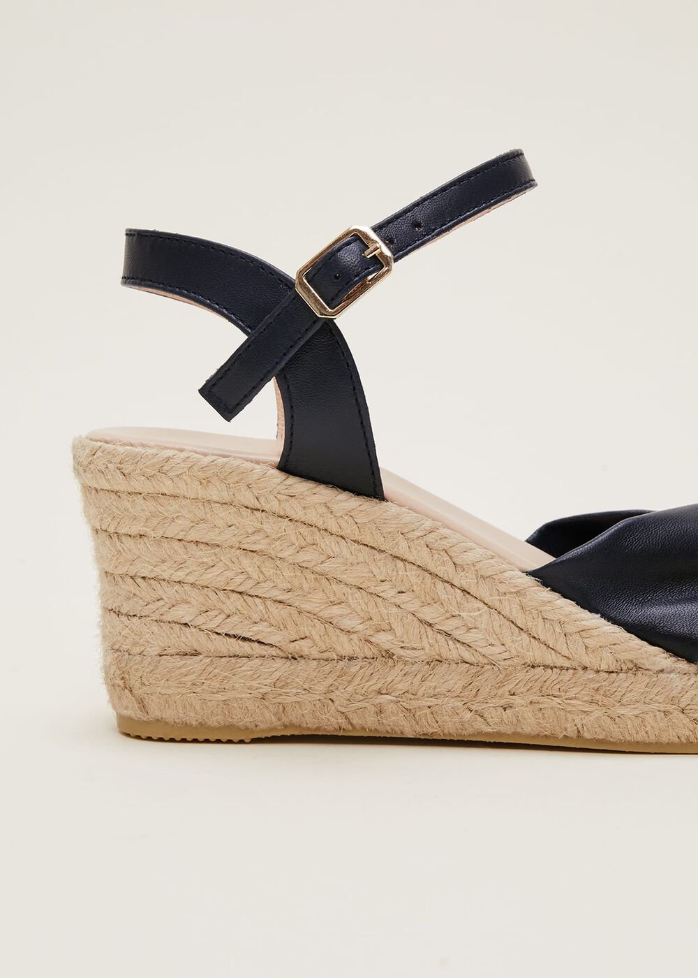 Leather Knot Front Espadrilles Navy