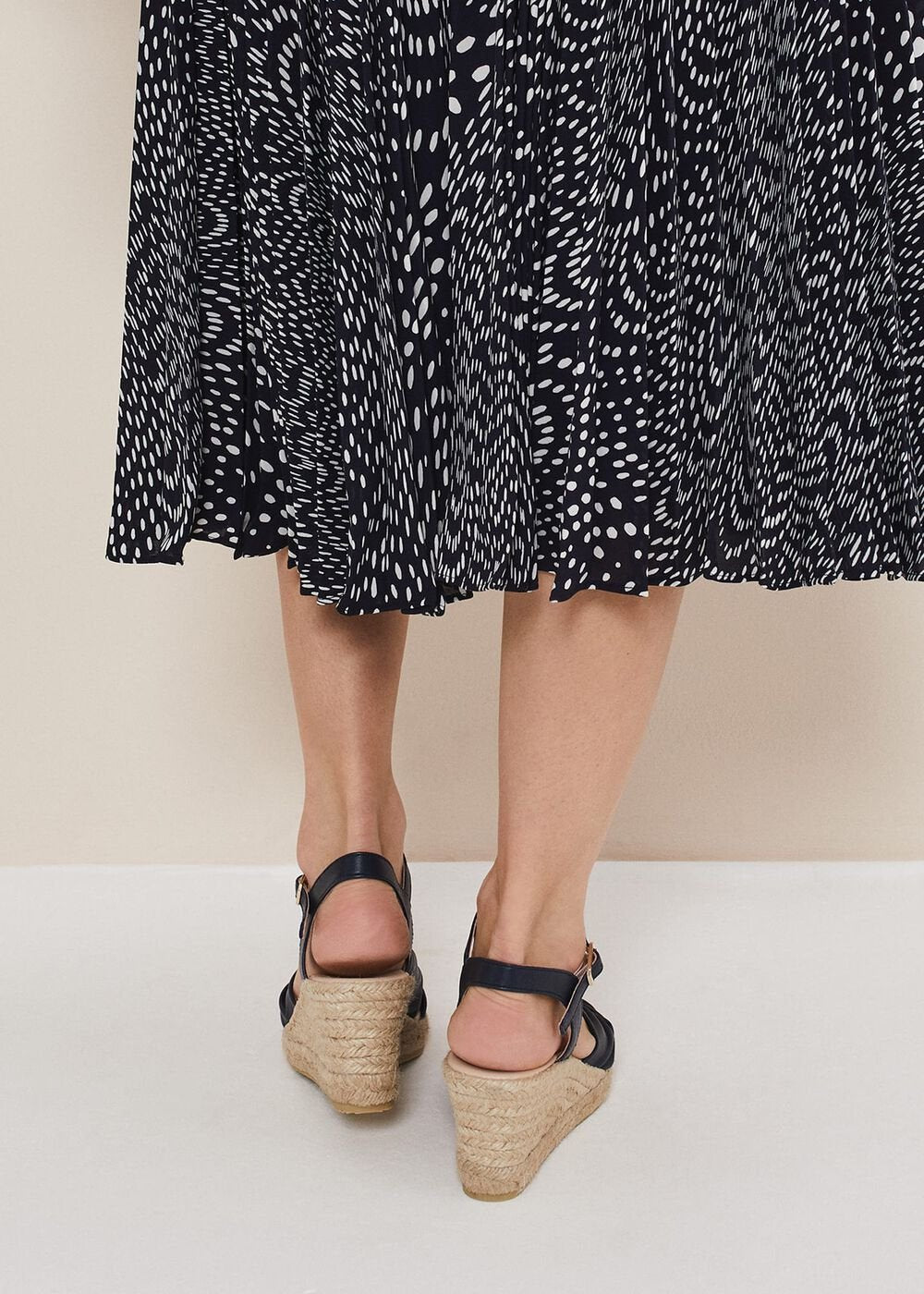 Leather Knot Front Espadrilles Navy