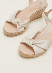 Leather Knot Front Espadrilles Ivory