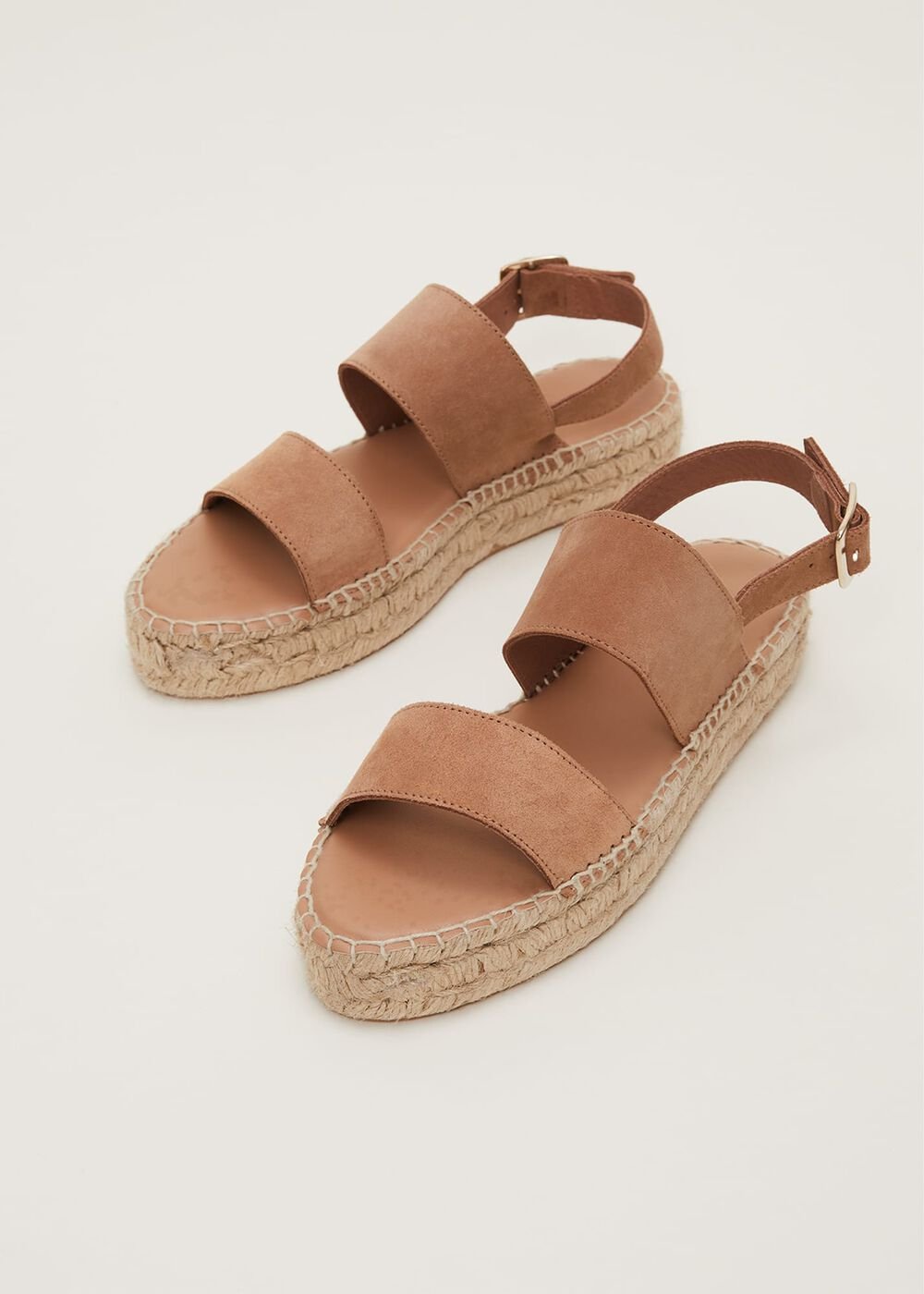 Brown Suede Chunky Sandals Tan