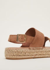 Brown Suede Chunky Sandals Tan