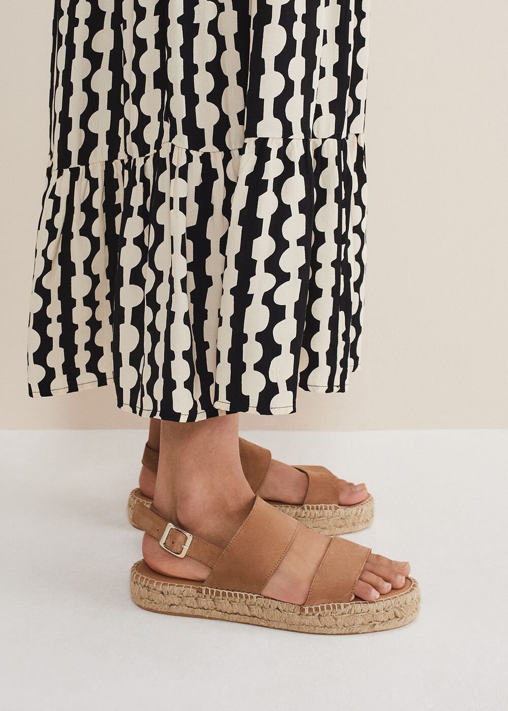 Brown Suede Chunky Sandals Tan