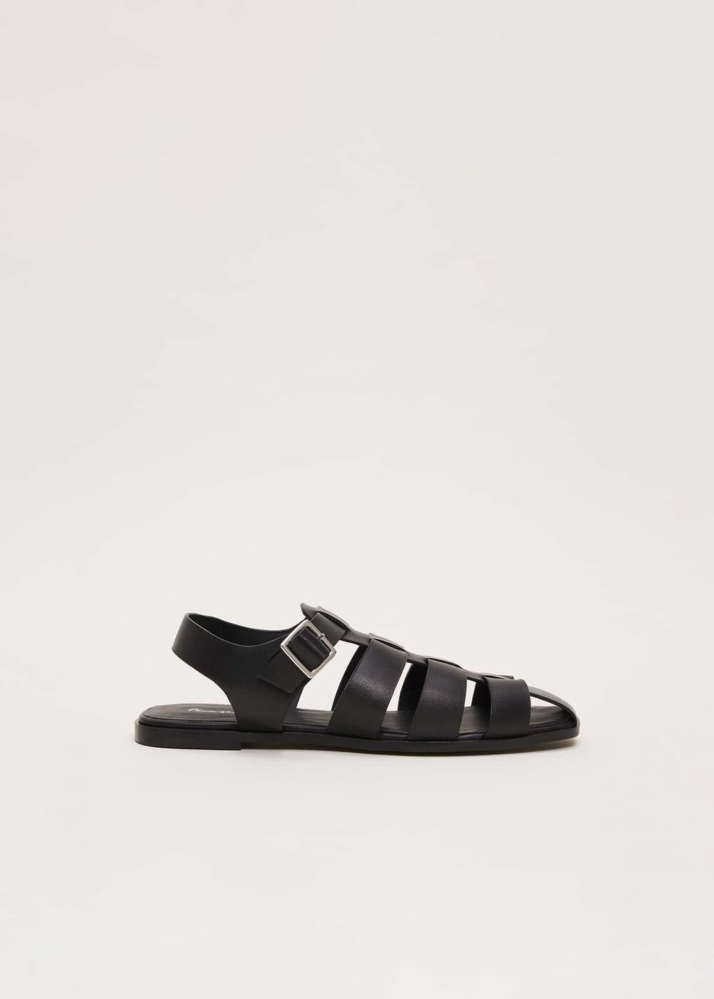 Leather Chunky Strap Sandal Black