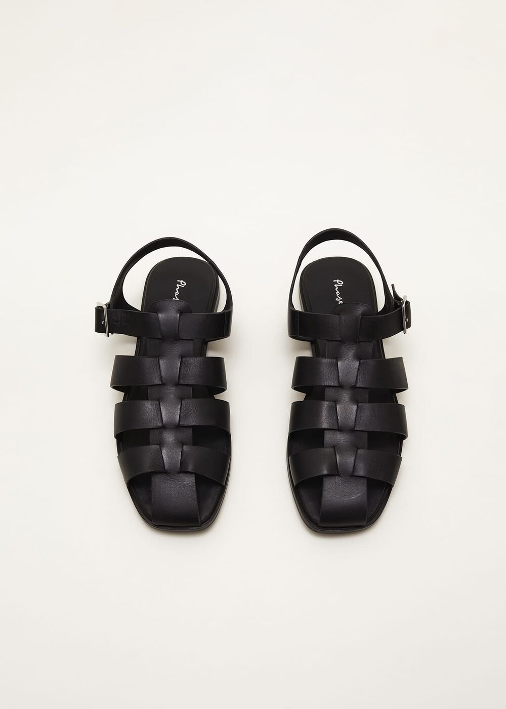 Leather Chunky Strap Sandal Black