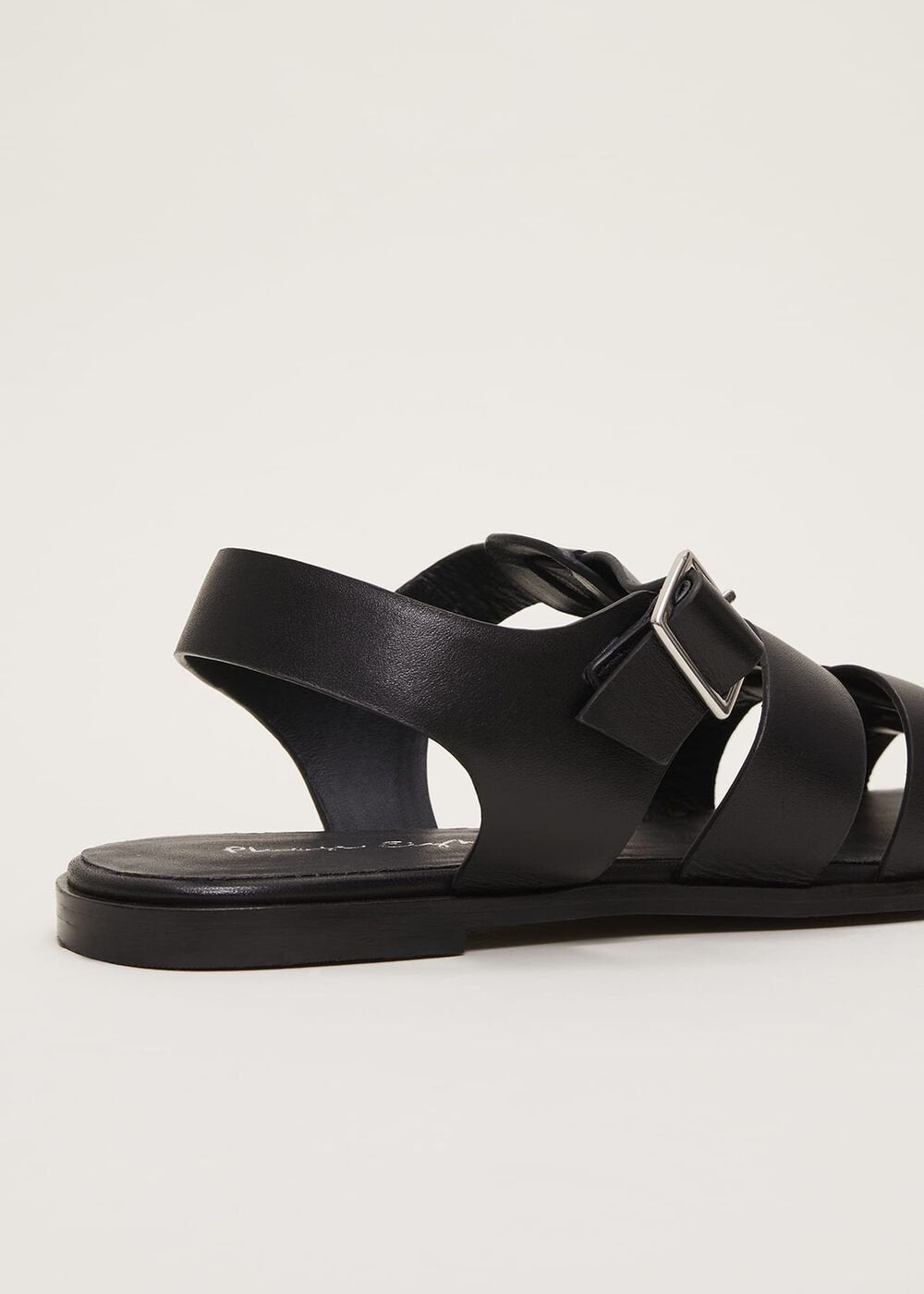 Leather Chunky Strap Sandal Black