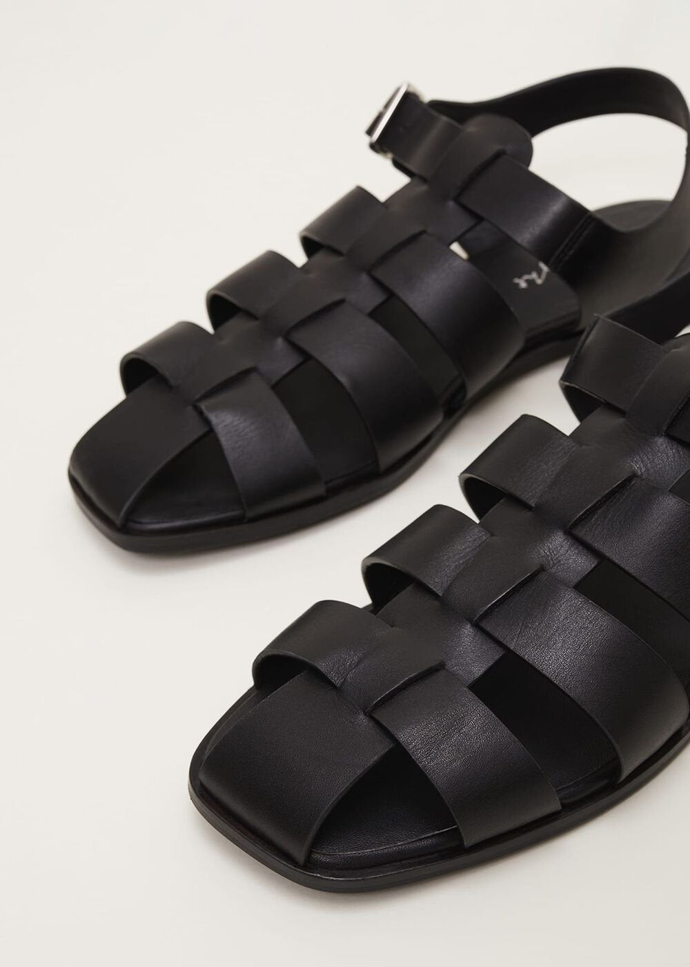 Leather Chunky Strap Sandal Black