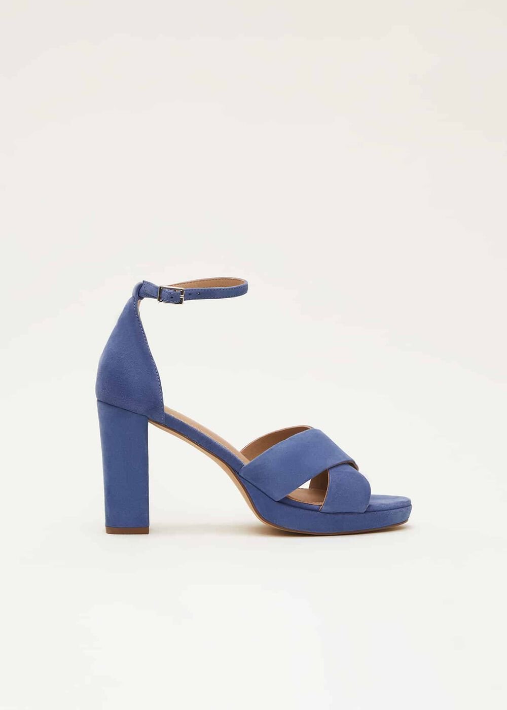 Navy Suede Platform Heels Cornflower