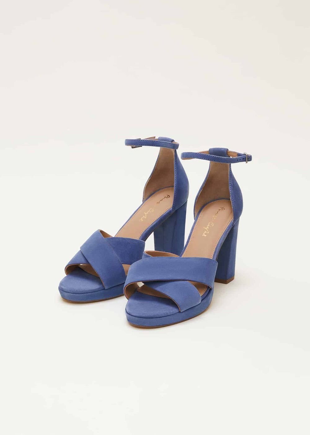 Navy Suede Platform Heels Cornflower
