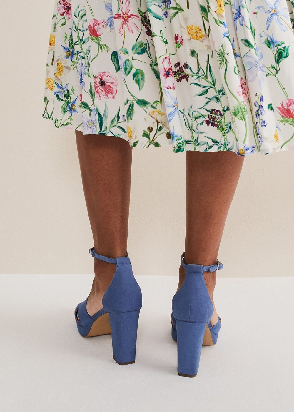 Navy Suede Platform Heels Cornflower