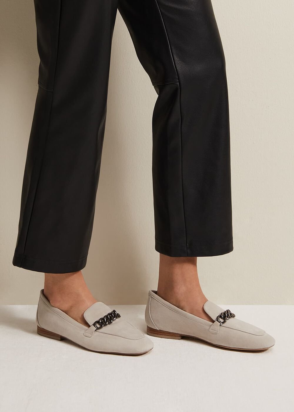 Grey Chain Detail Loafers Light Grey