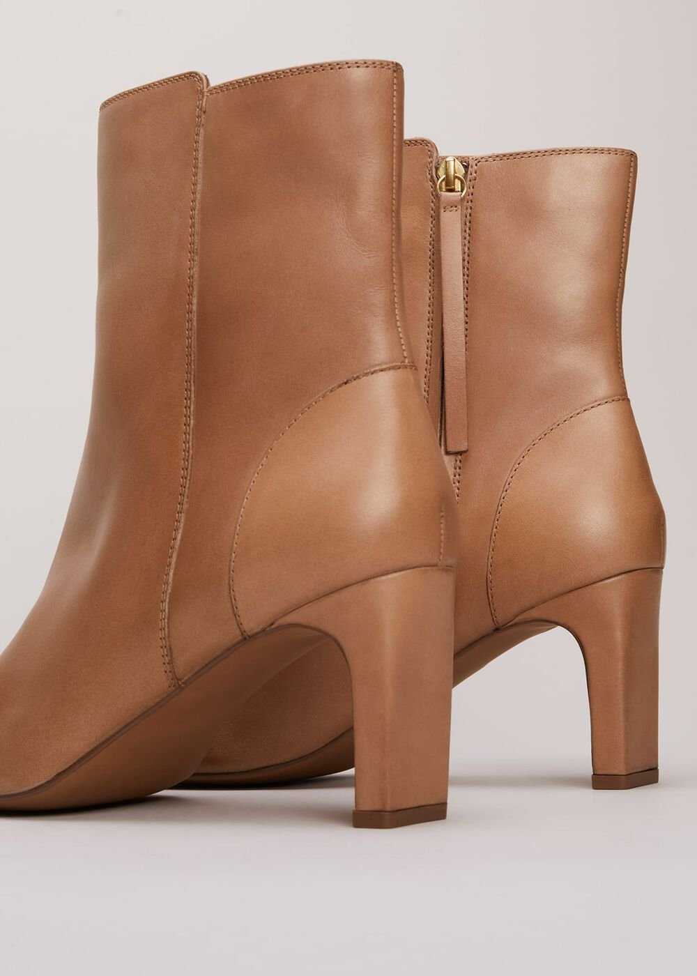 Brown Leather Ankle Boots Light Tan