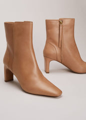 Brown Leather Ankle Boots Light Tan