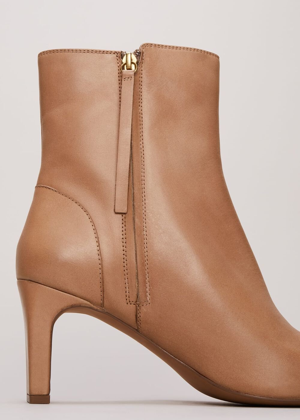 Brown Leather Ankle Boots Light Tan