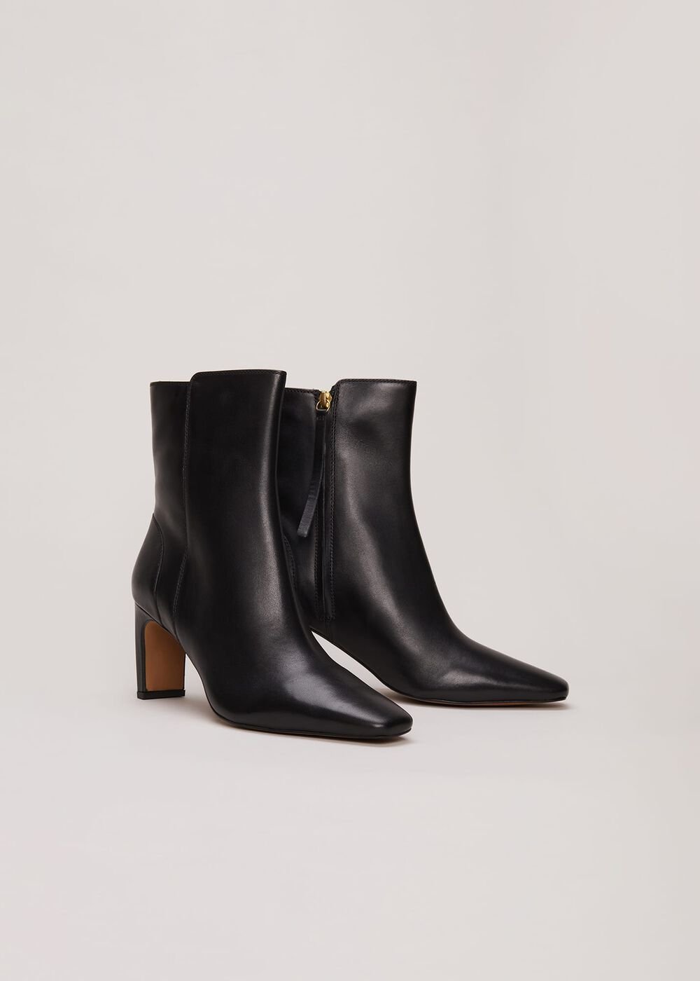 Brown Leather Ankle Boots Black