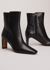 Brown Leather Ankle Boots Black