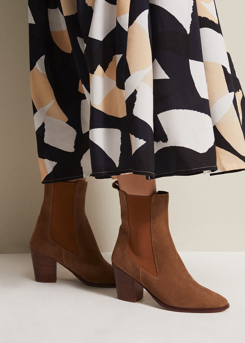 Brown Suede Cowboy Boots Tan