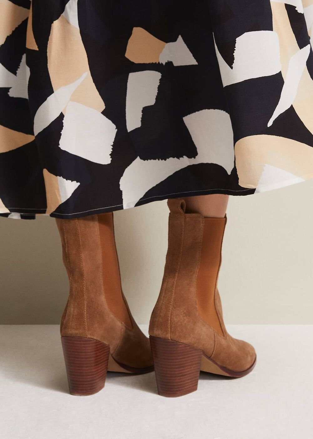 Brown Suede Cowboy Boots Tan