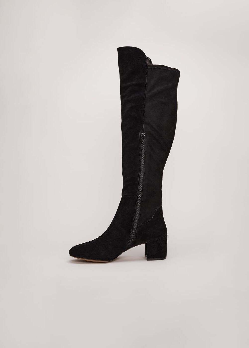 Milly Black Leather Knee High Boots Black