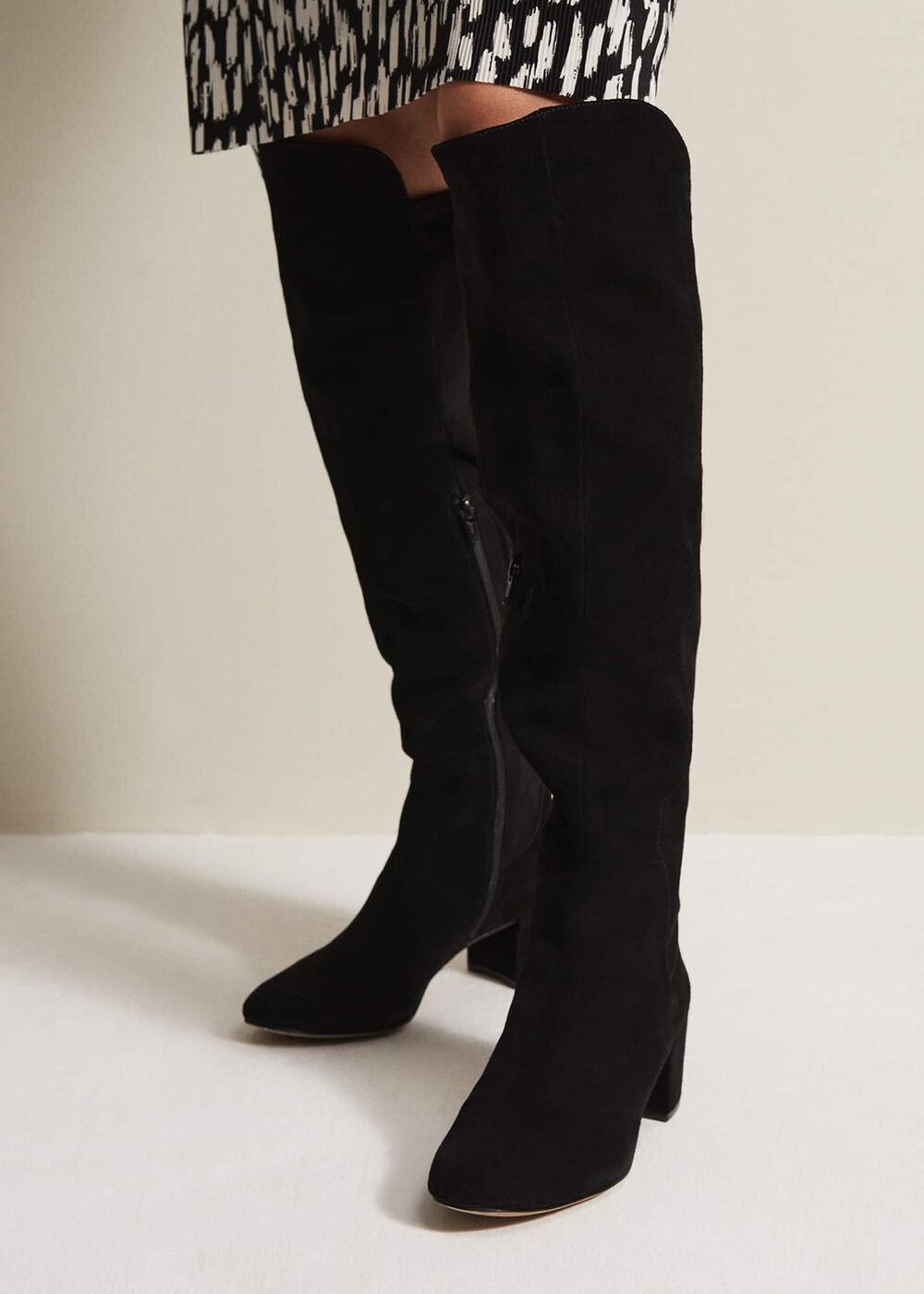 Milly Black Leather Knee High Boots Black