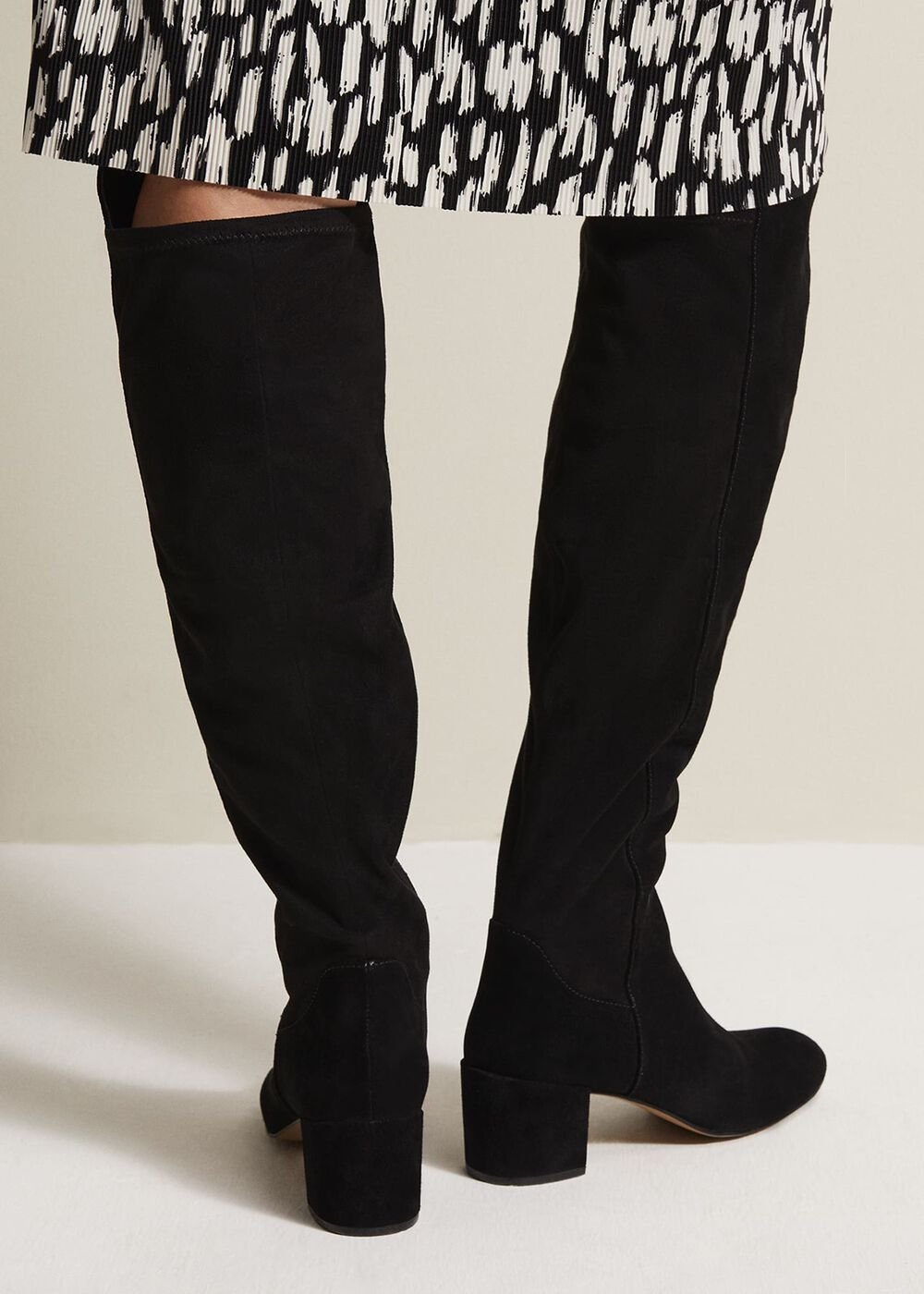 Milly Black Leather Knee High Boots Black