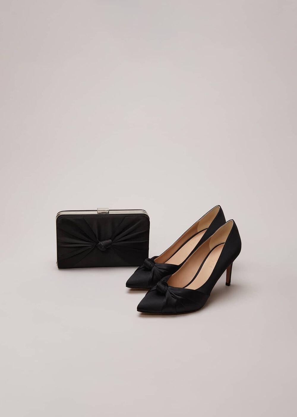 Black Satin Court Heels Black