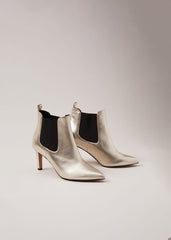 Leather Metallic Ankle Boots Gold