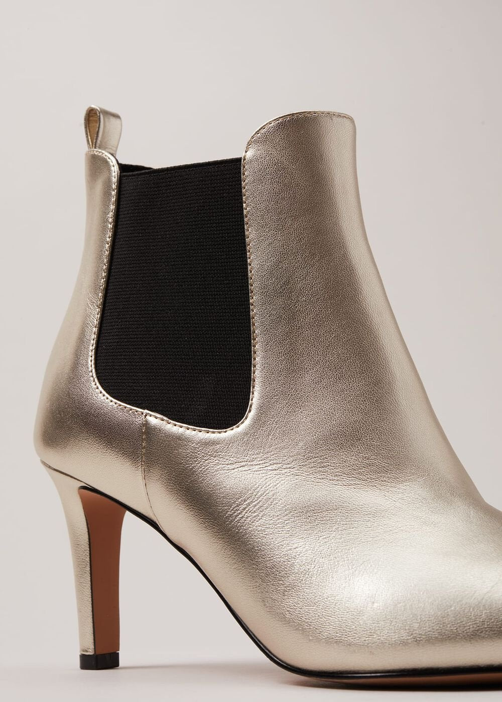 Leather Metallic Ankle Boots Gold