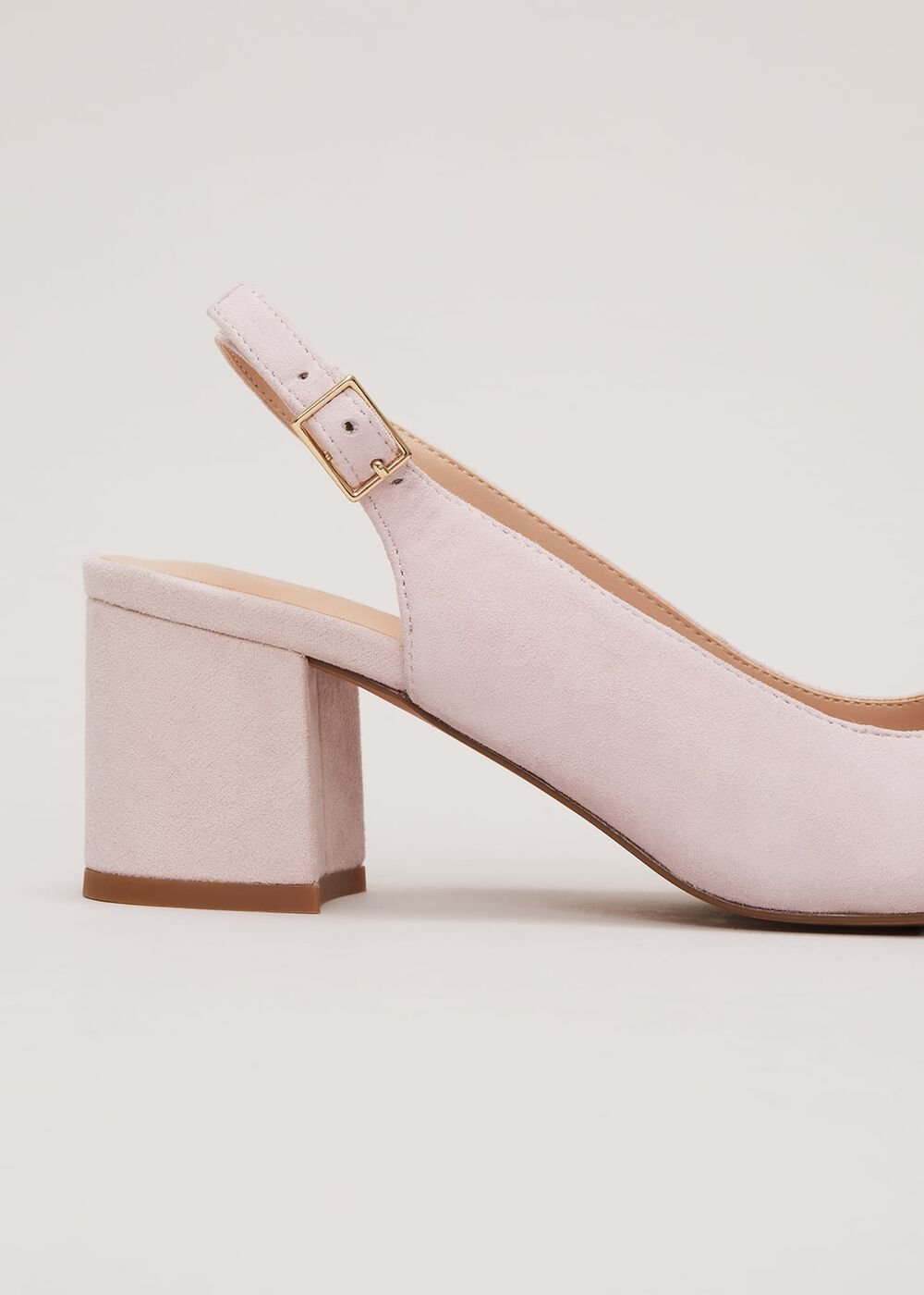 Bow Front Block Heel Shoes Pale Pink