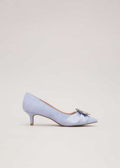 Embellished Kitten Heel Shoes Pale Blue