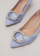 Embellished Kitten Heel Shoes Pale Blue