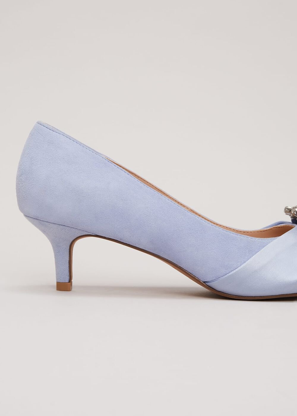 Embellished Kitten Heel Shoes Pale Blue