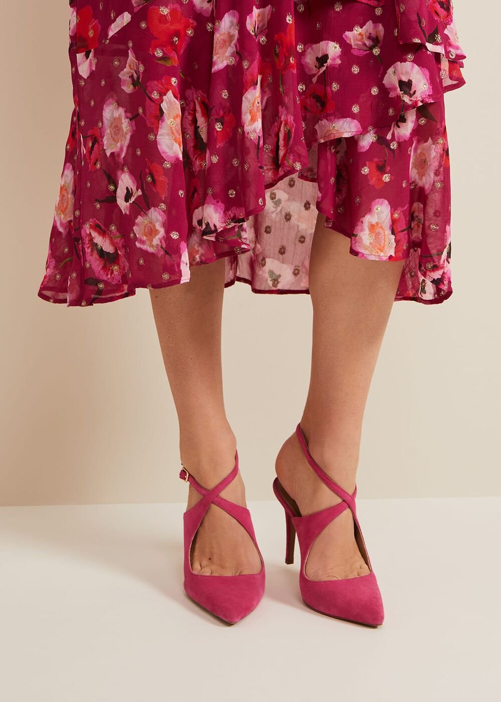 Cross Over Ankle Shoes Pink