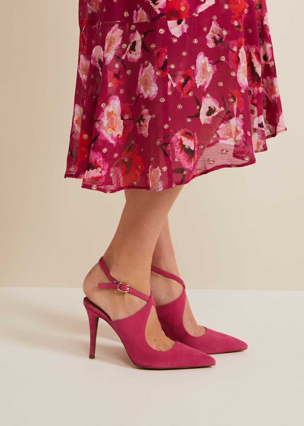 Cross Over Ankle Shoes Pink